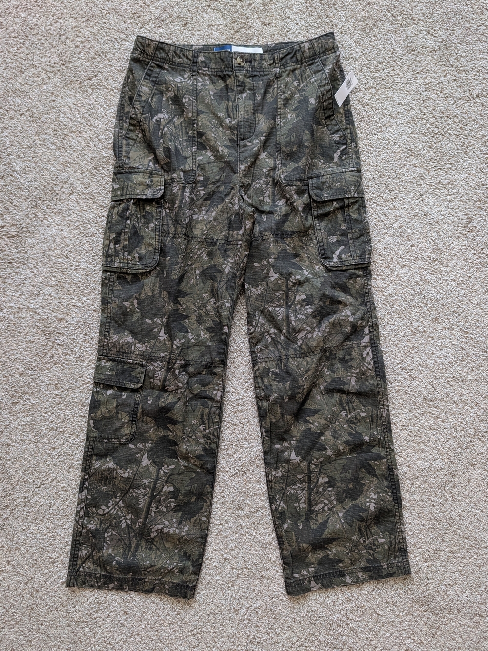 Old Navy Mens Green Tree Camo Outdoor Baggy Cargo Ripstop Pants NWT Size 18
